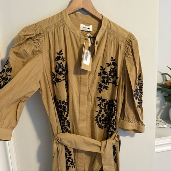NWT Anthropologie Ottod’Ame Tan Black Cotton Embroidered Maxi Dress Small - Picture 11 of 16